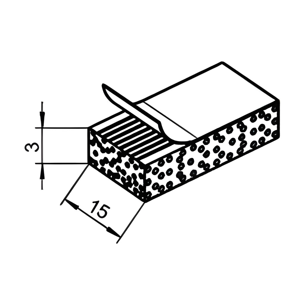 Self-adhesive EPDM sponge rubber tape, 15 × 3 mm, black (1C16-16) – view 2