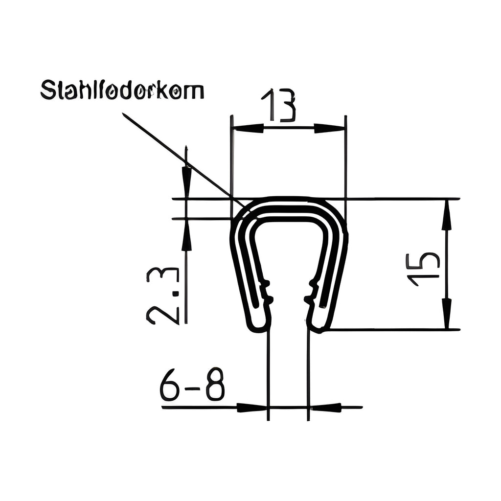 Kantenschutzprofil mit Stahlkern PVC, Klemmbereich 6–8 mm, hellgrau (1C10-06-01)