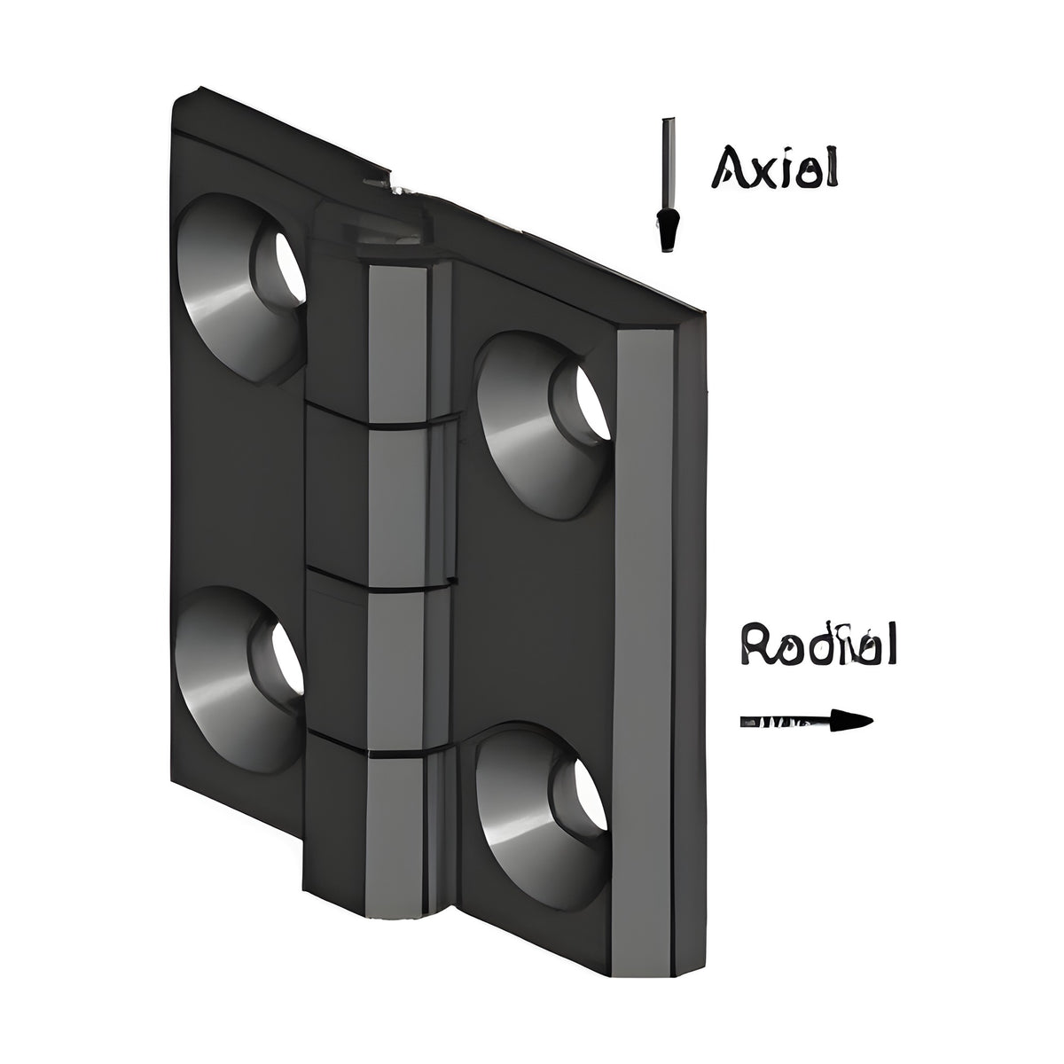Surface-mounted hinge, 50 × 50 mm, die-cast zinc black (1C56-U10)