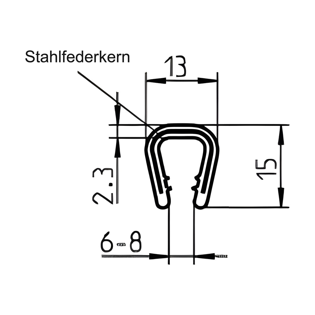 Kantenschutzprofil mit Stahlkern PVC, Klemmbereich 5–7 mm, schwarz (1C10-06)