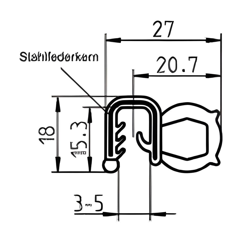 Klemmprofil mit Dichtkopf EPDM, Klemmbereich 3–5 mm, schwarz (1C11-45) – Ansicht 3