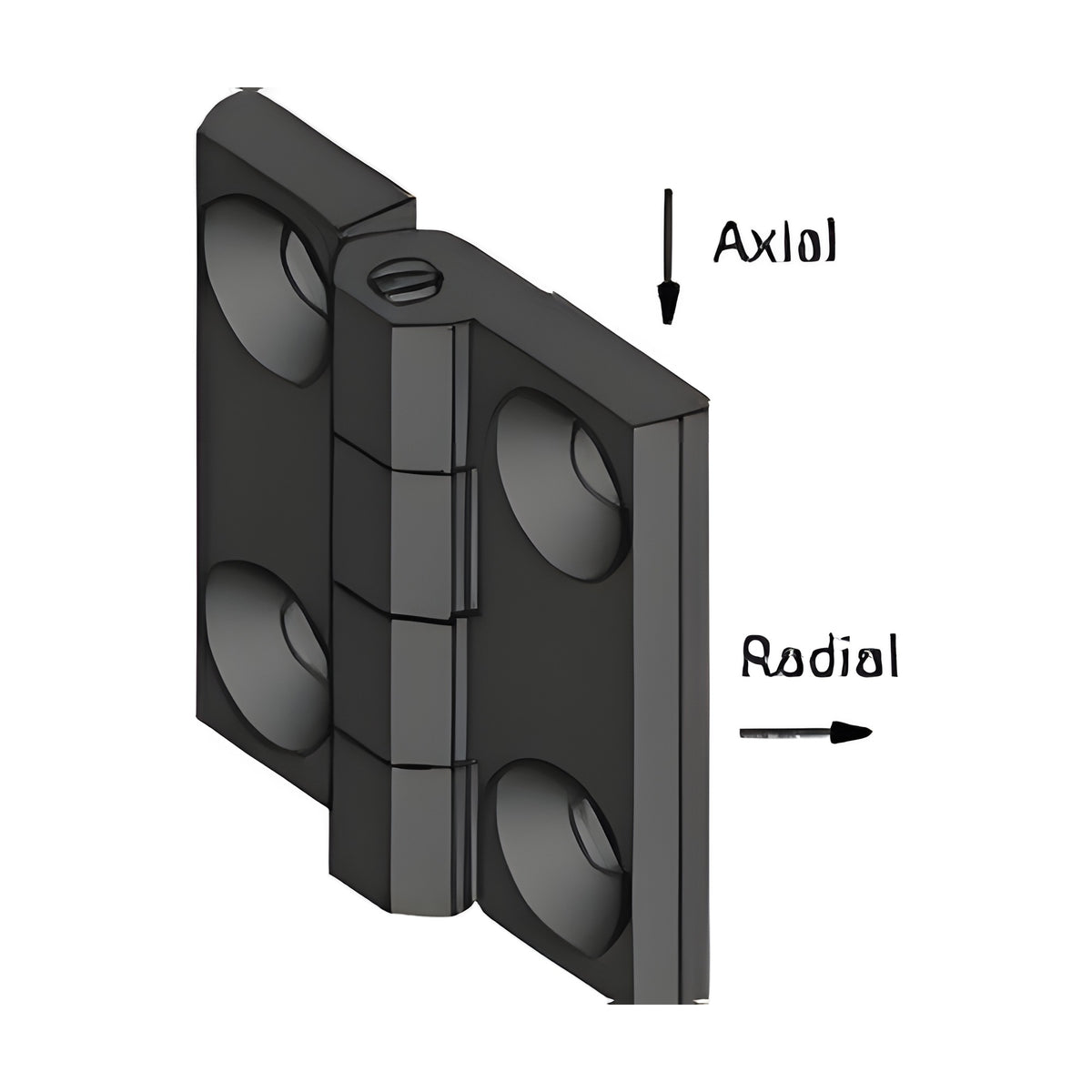 Surface-mounted hinge, 50 × 50 mm, plastic black (1C56-U31)