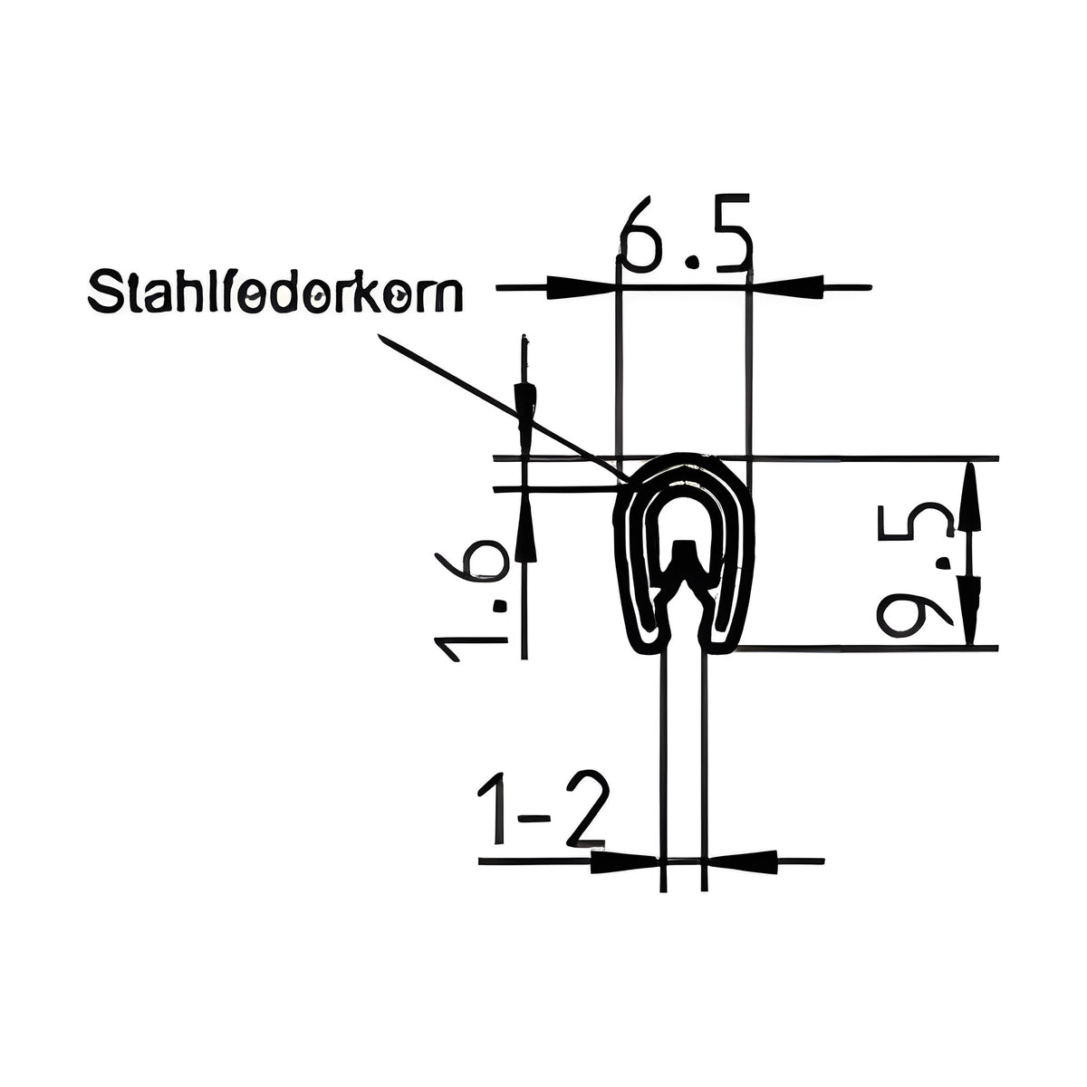 PVC edge protection profile with steel core, clamping range 1–2 mm, black (1C10-02) – view 3
