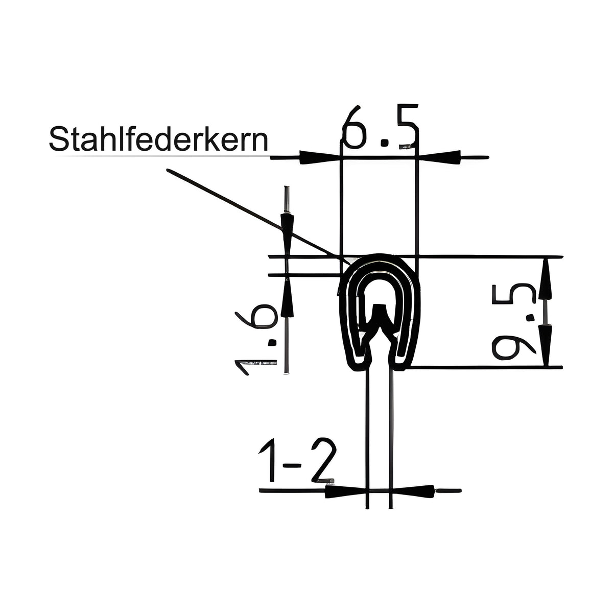 Kantenschutzprofil mit Stahlkern PVC, Klemmbereich 1–2 mm, weißgrau (1C10-04-01)