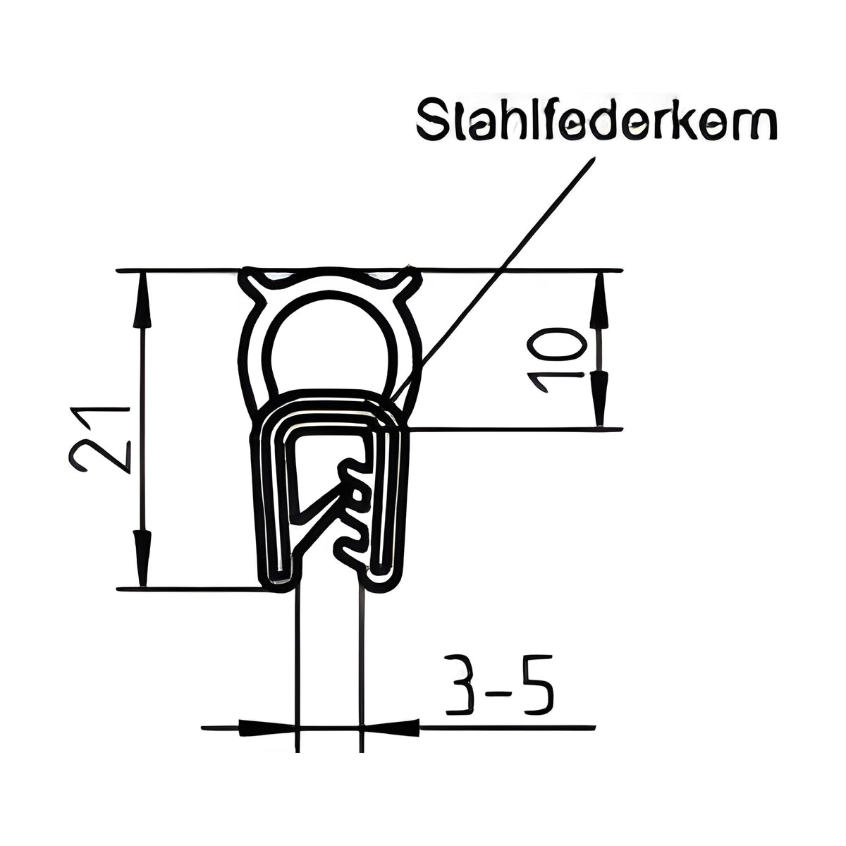 Klemmprofil mit Dichtkopf NBR, Klemmbereich 3–5 mm, schwarz (1C11-47) – Ansicht 3