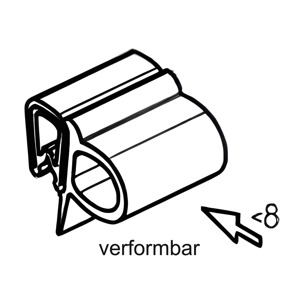 Klemmprofil mit Dichtkopf EPDM / PVC, Klemmbereich 1–4 mm, schwarz (1C11-25)