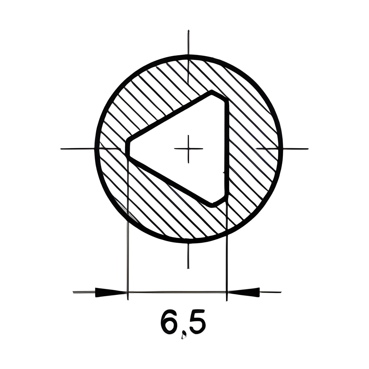 Dreikantschlüssel, 6,5 mm, Zink-Druckguss schwarz (1C04-21)