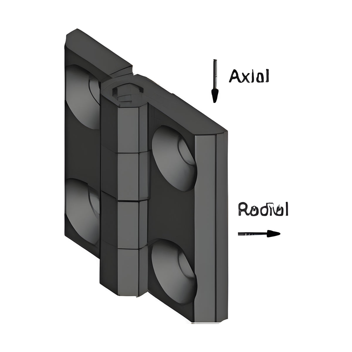 Surface-mounted hinge, 60 × 60 mm, die-cast zinc black (1C56-U14)