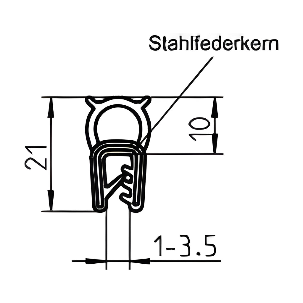 Klemmprofil mit Dichtkopf NBR, Klemmbereich 1–3,5 mm, schwarz (1C11-15) – Ansicht 3
