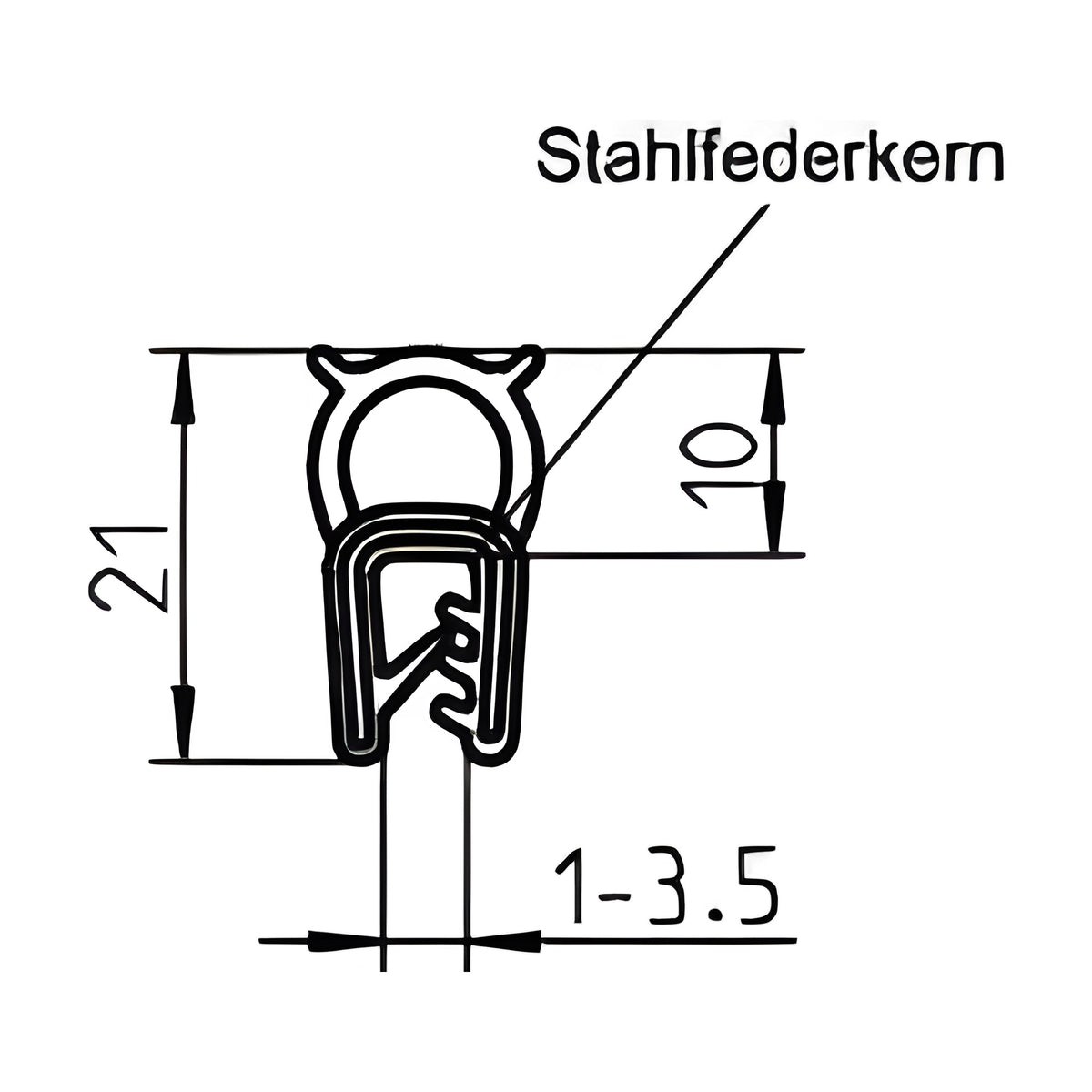 Klemmprofil mit Dichtkopf NBR, Klemmbereich 1–3,5 mm, schwarz (1C11-15) – Ansicht 3