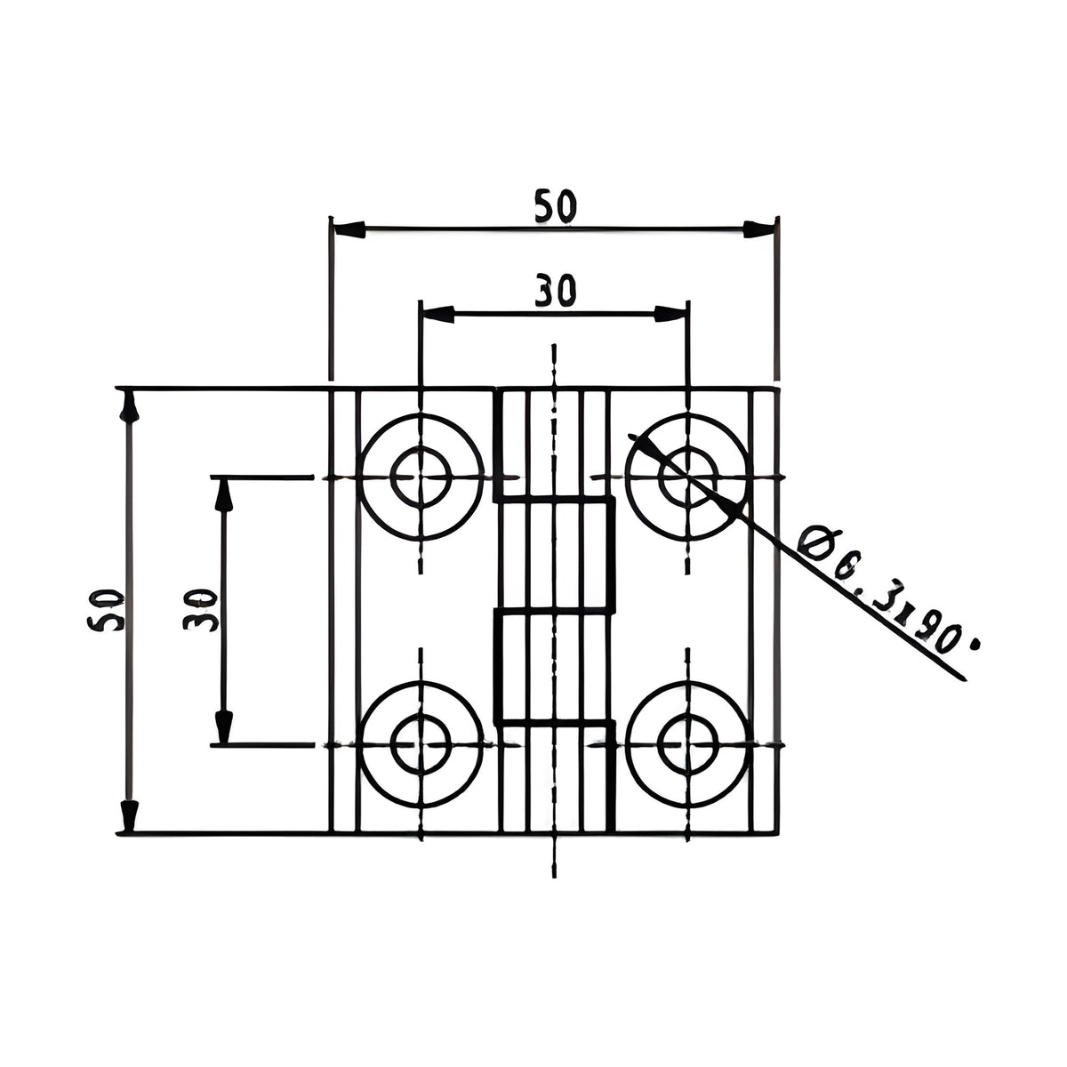Anschraubscharnier, 40 × 40 mm, Zink-Druckguss schwarz (1C56-U04)