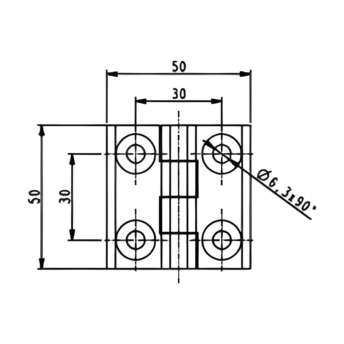 Anschraubscharnier, 50 × 50 mm, Zink-Druckguss schwarz (1C56-U08)