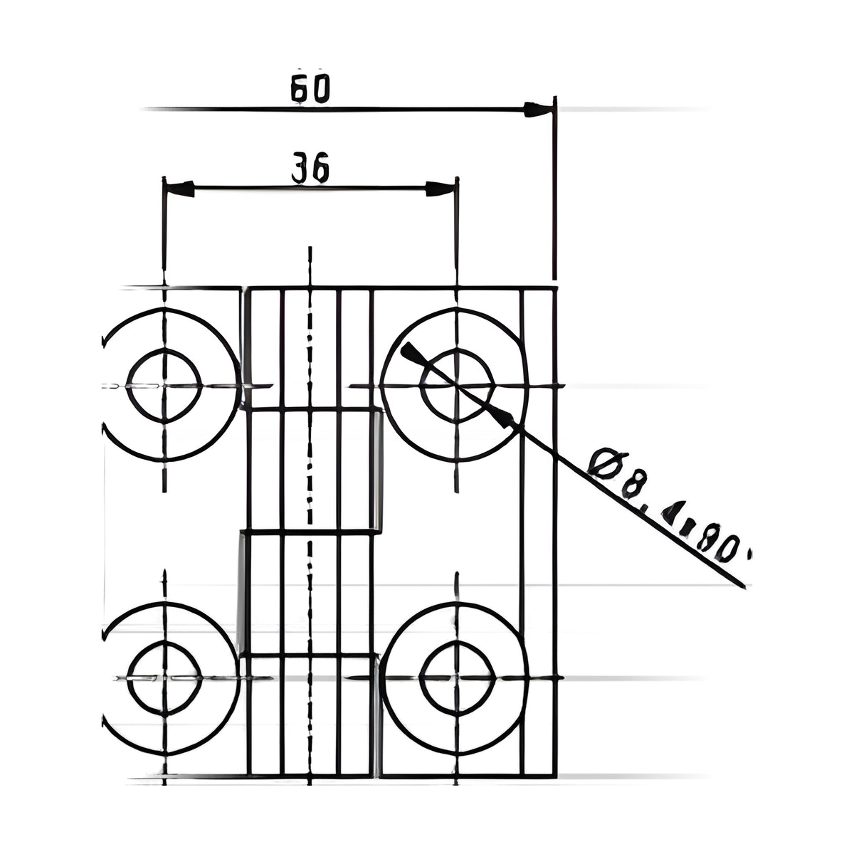 Surface-mounted hinge, 60 × 60 mm, stainless steel (1C56-U13-PH) – view 3