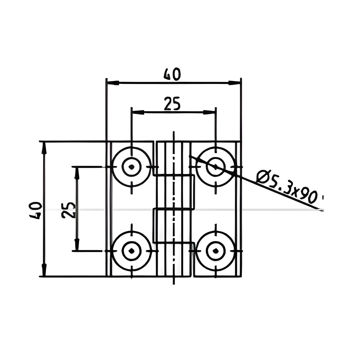 Surface-mounted hinge, 50 × 50 mm, plastic black (1C56-U31) – view 3