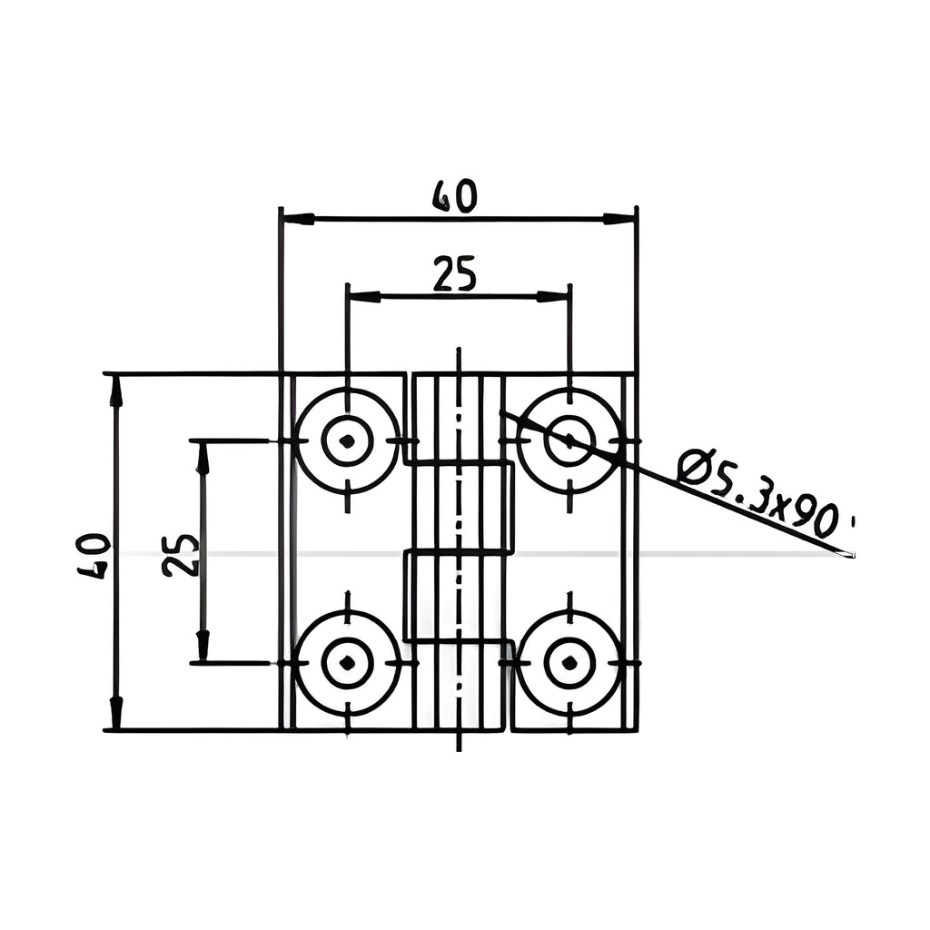Surface-mounted hinge, 40 × 40 mm, stainless steel (1C56-U05-PH) – view 3