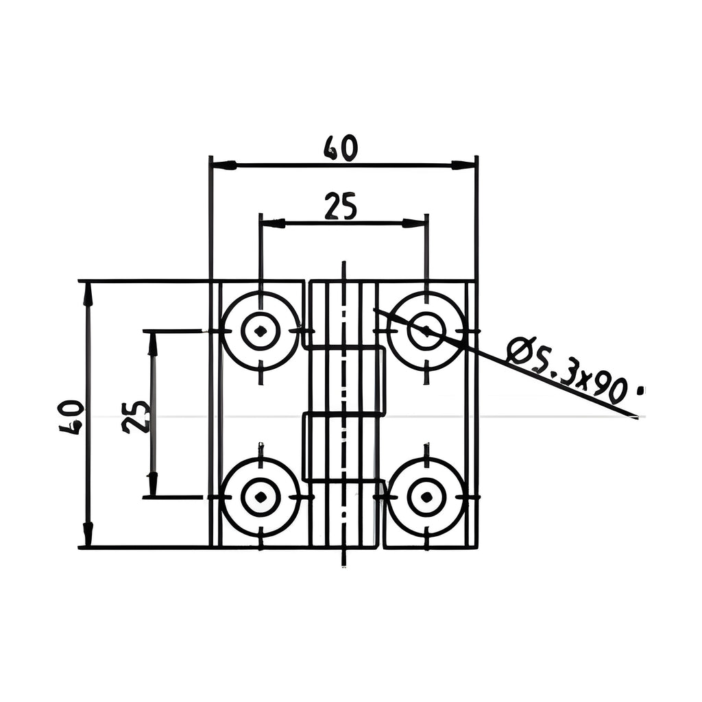 Anschraubscharnier, 40 × 40 mm, Zink-Druckguss verchromt (1C56-U05) – Ansicht 3