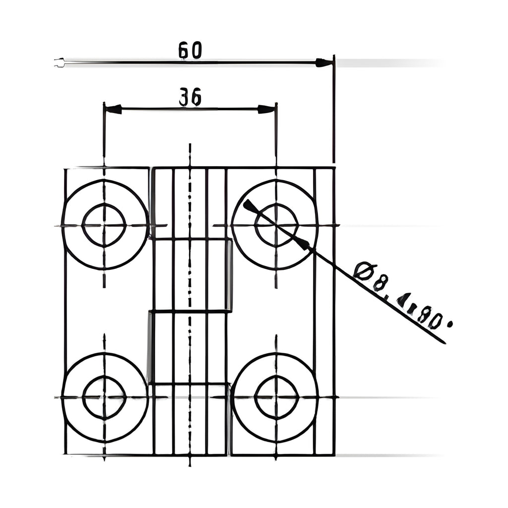Anschraubscharnier, 60 × 60 mm, Zink-Druckguss schwarz (1C56-U12)