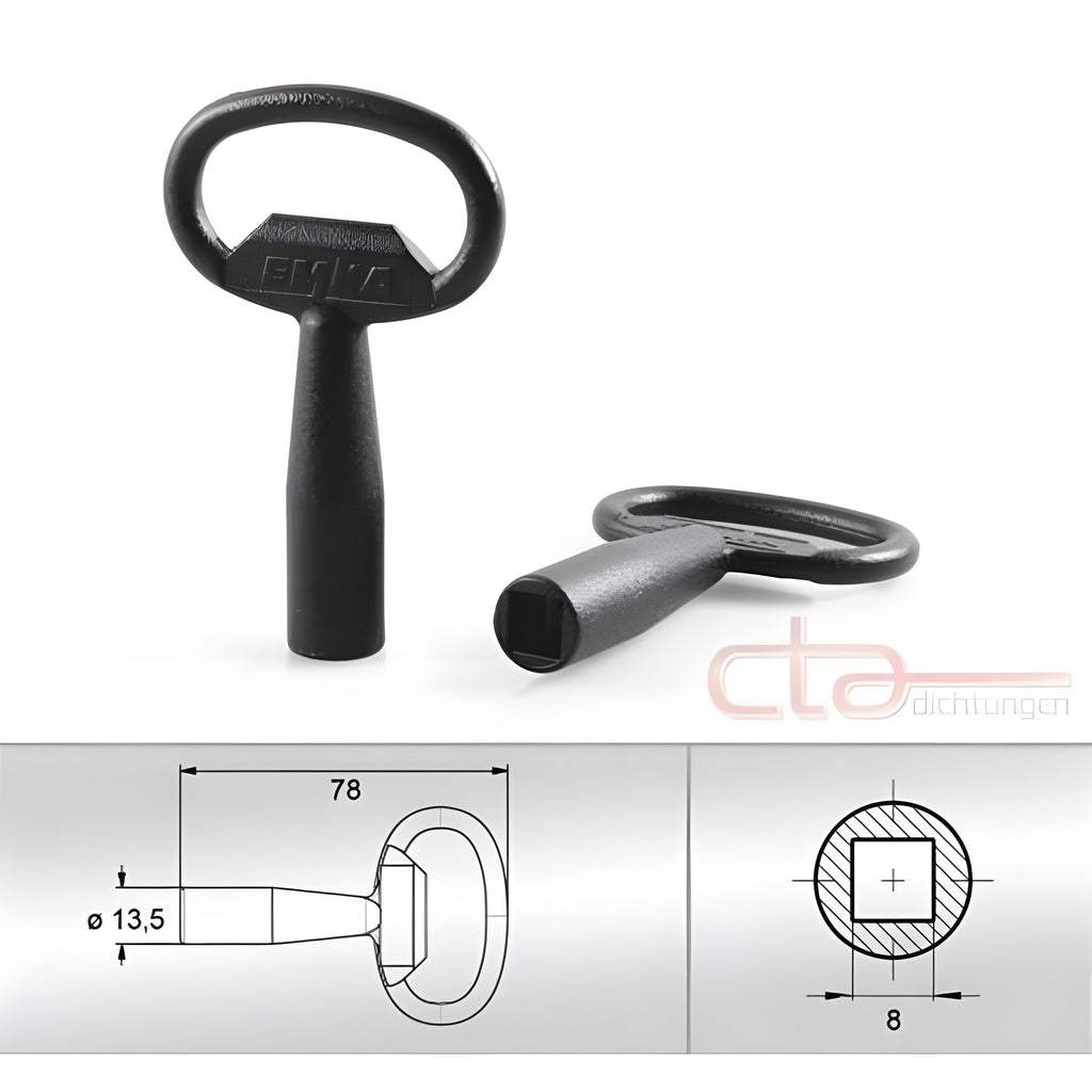 Square key, 8 mm, die-cast zinc black (1C04-02) – view 5