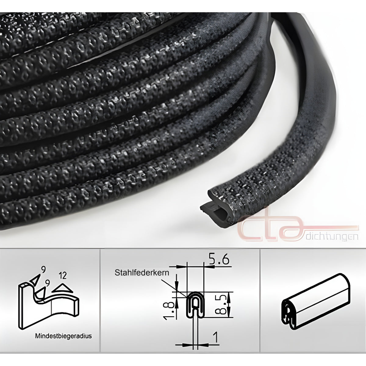 Kantenschutzprofil PVC, Klemmbereich 1 mm, schwarz (1C10-03)