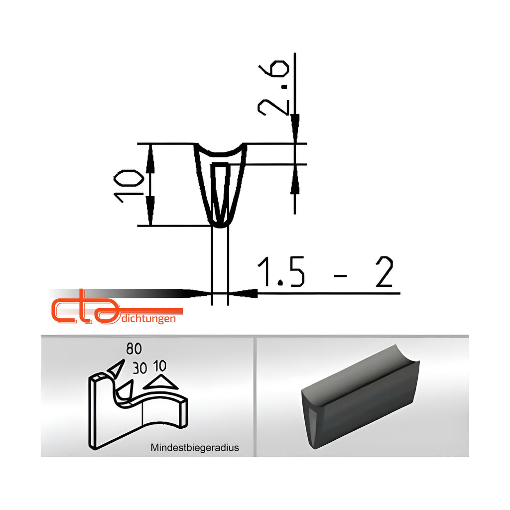 Kantenschutzprofil EPDM, Klemmbereich 1,5–2 mm, schwarz (1C38-06)
