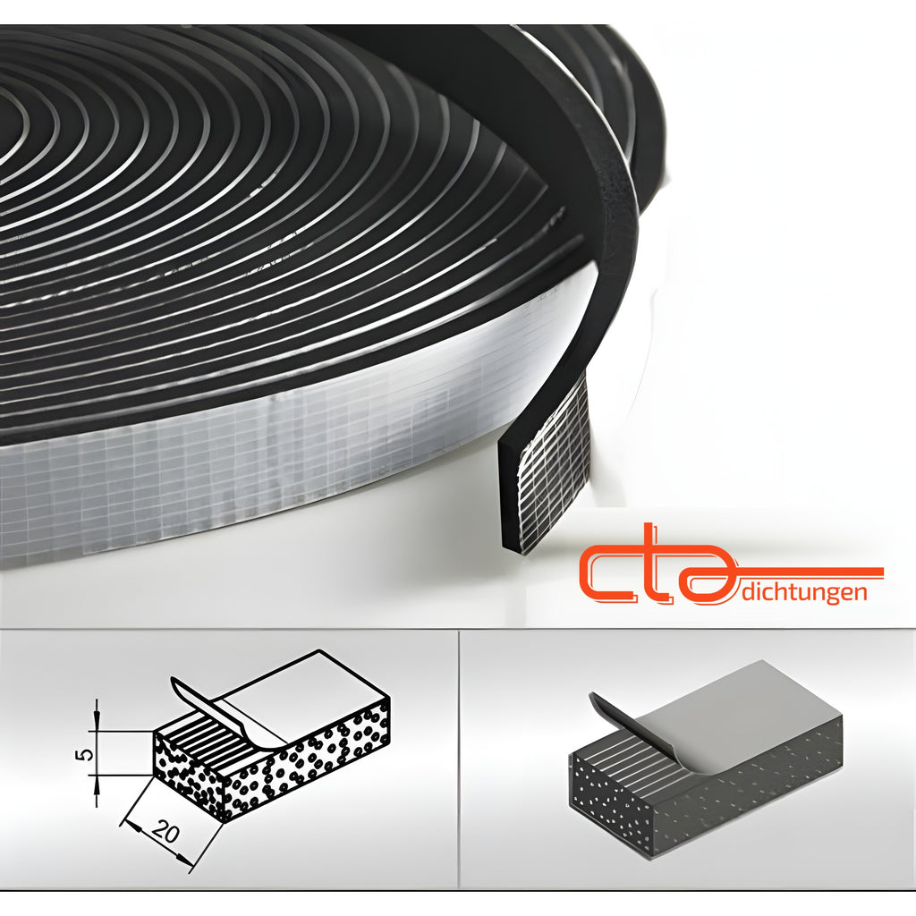 Self-adhesive EPDM sponge rubber tape, 20 × 5 mm, black (1C16-21) – view 4