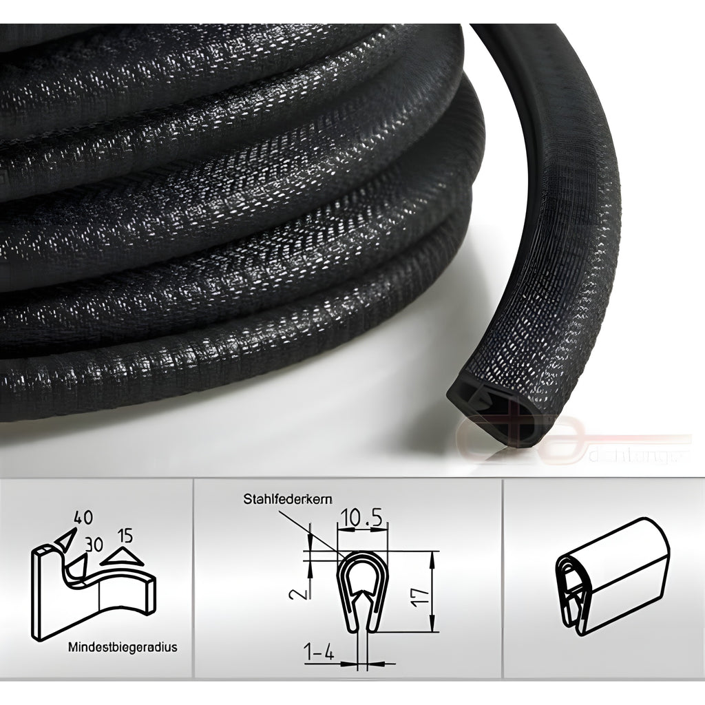 Kantenschutzprofil mit Stahlkern PVC, Klemmbereich 1–4 mm, schwarz (1C10-08)