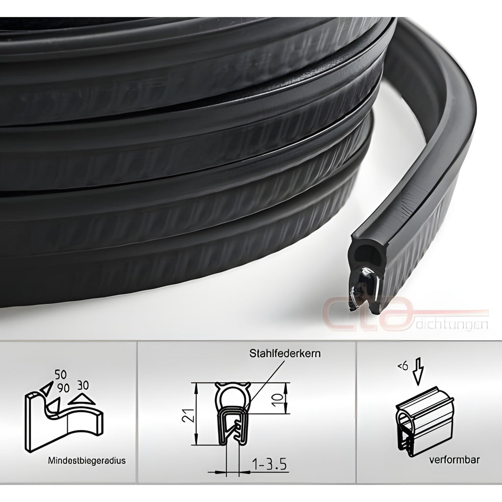 Klemmprofil mit Dichtkopf NBR, Klemmbereich 1–3,5 mm, schwarz (1C11-15) – Ansicht 5