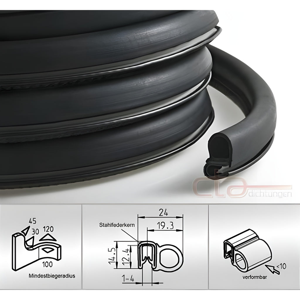 Klemmprofil mit Dichtkopf EPDM / PVC, Klemmbereich 1–4 mm, schwarz (1C11-19)