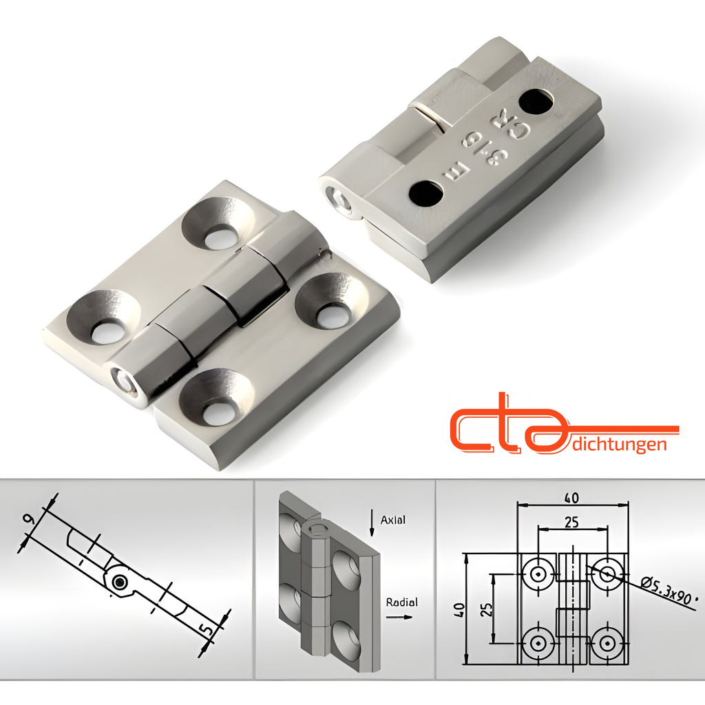 Surface-mounted hinge, 40 × 40 mm, stainless steel (1C56-U05-PH) – view 6