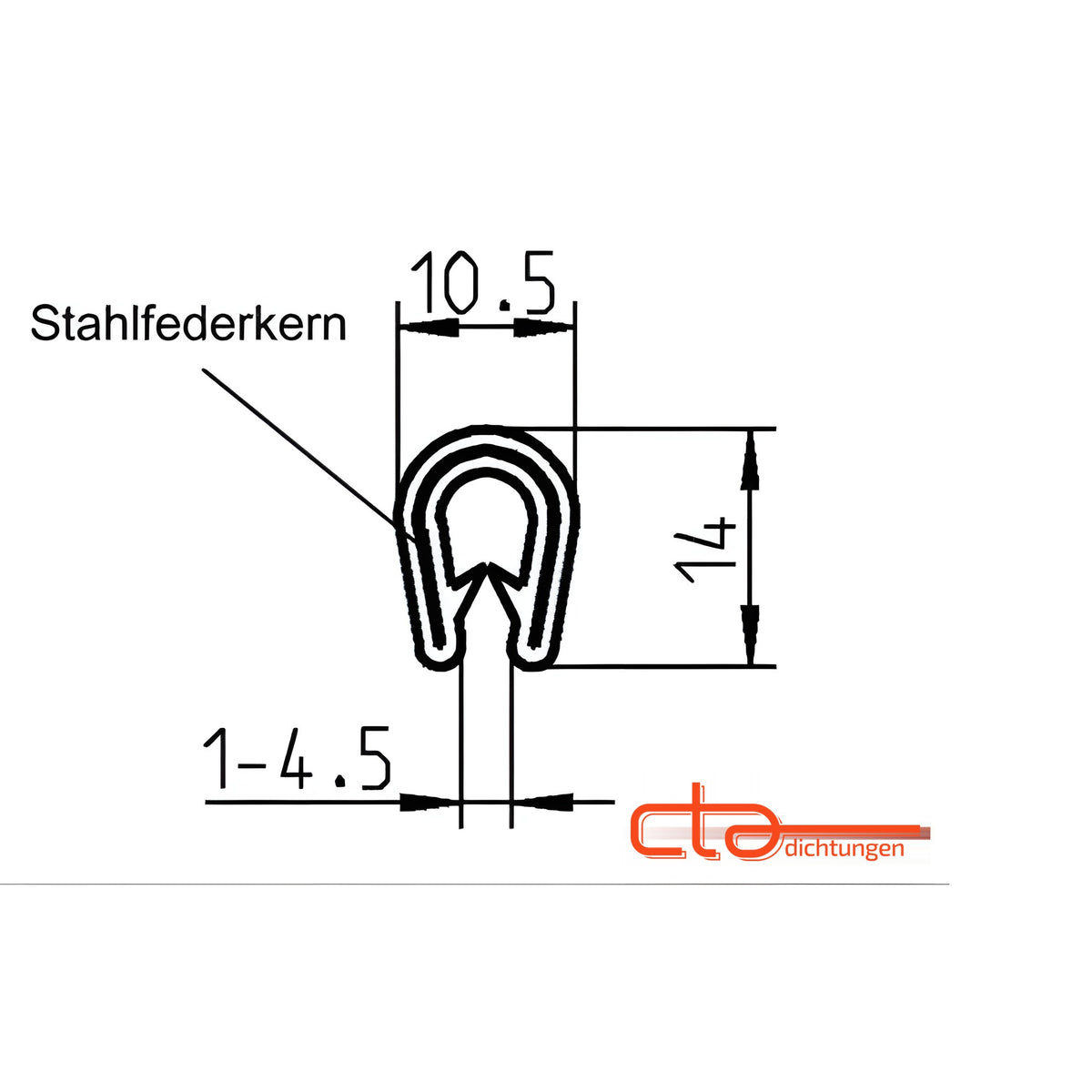 Kantenschutzprofil mit Stahlkern PVC, Klemmbereich 1–4,5 mm, schwarz (1C10-01) – Ansicht 4