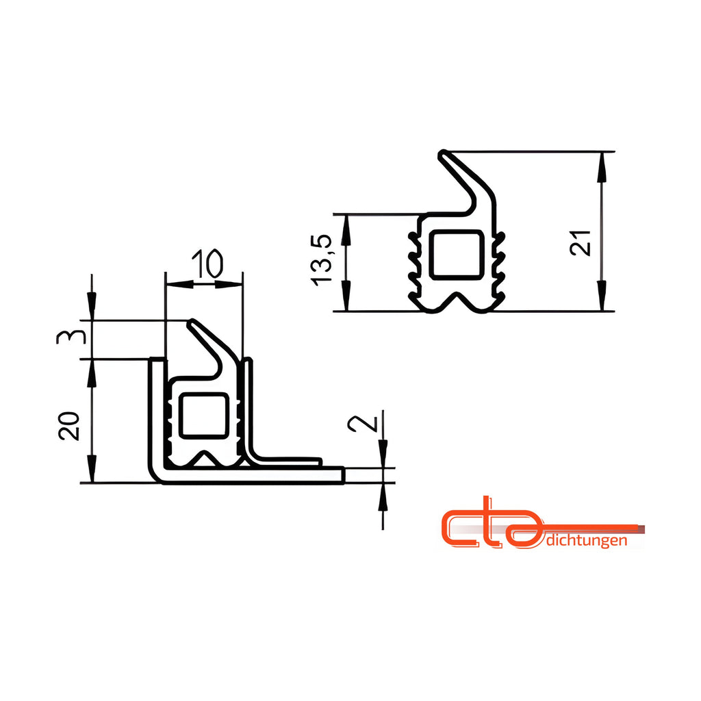 Lippenprofil EPDM, Klemmkanal 10 mm, schwarz (1C03-01) – Ansicht 4