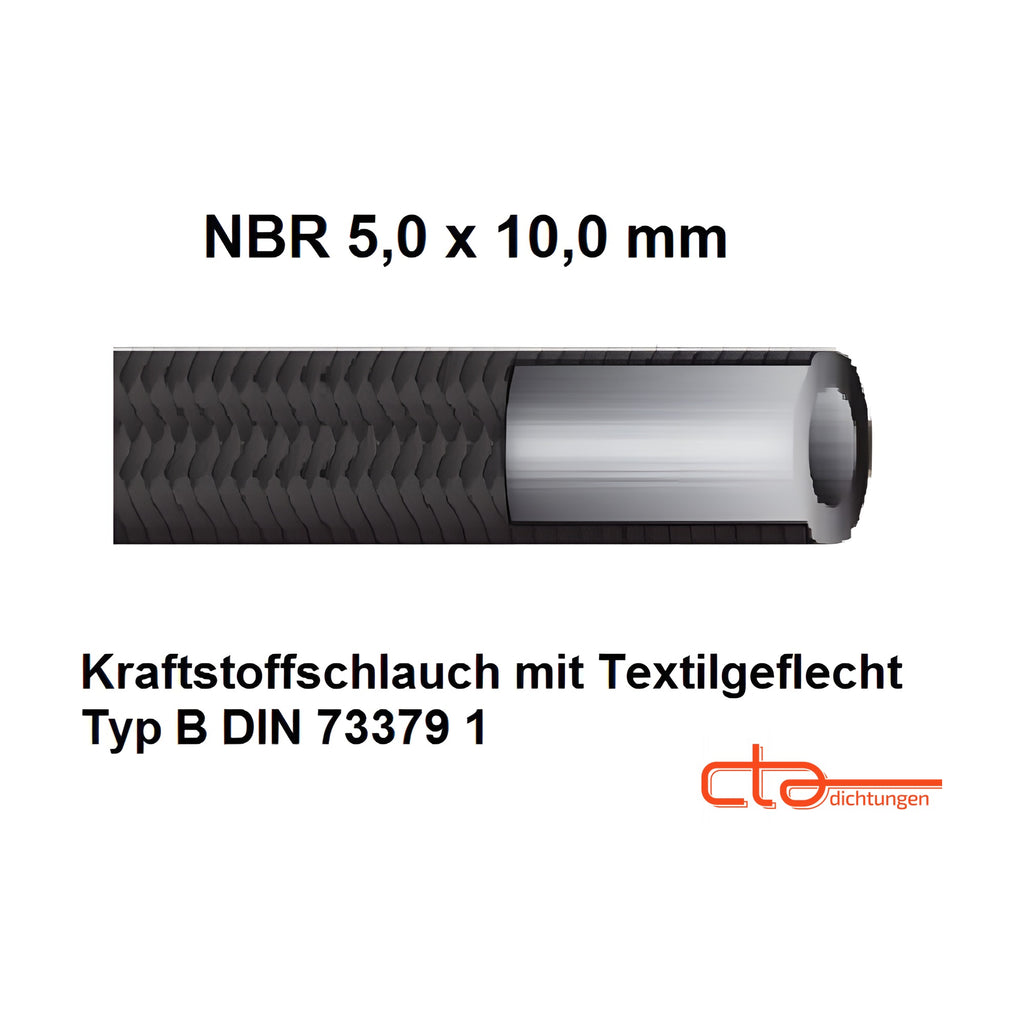 Kraftstoffschlauch NBR, Ø 5,0 × 10,0 mm (1C17-03)