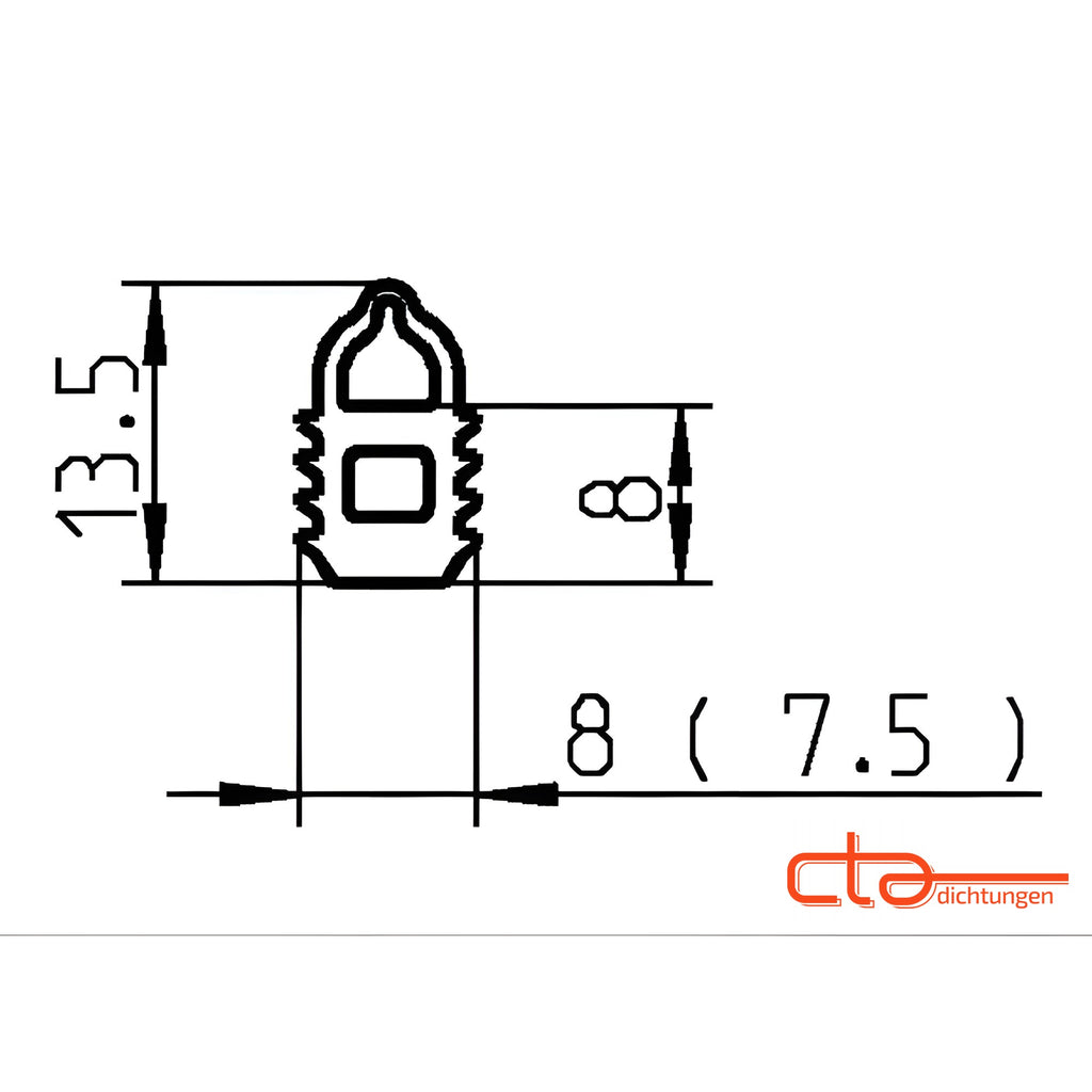 Türdichtung mit Lippe EPDM, Klemmkanal 8 mm, schwarz (1C38-01) – Ansicht 3