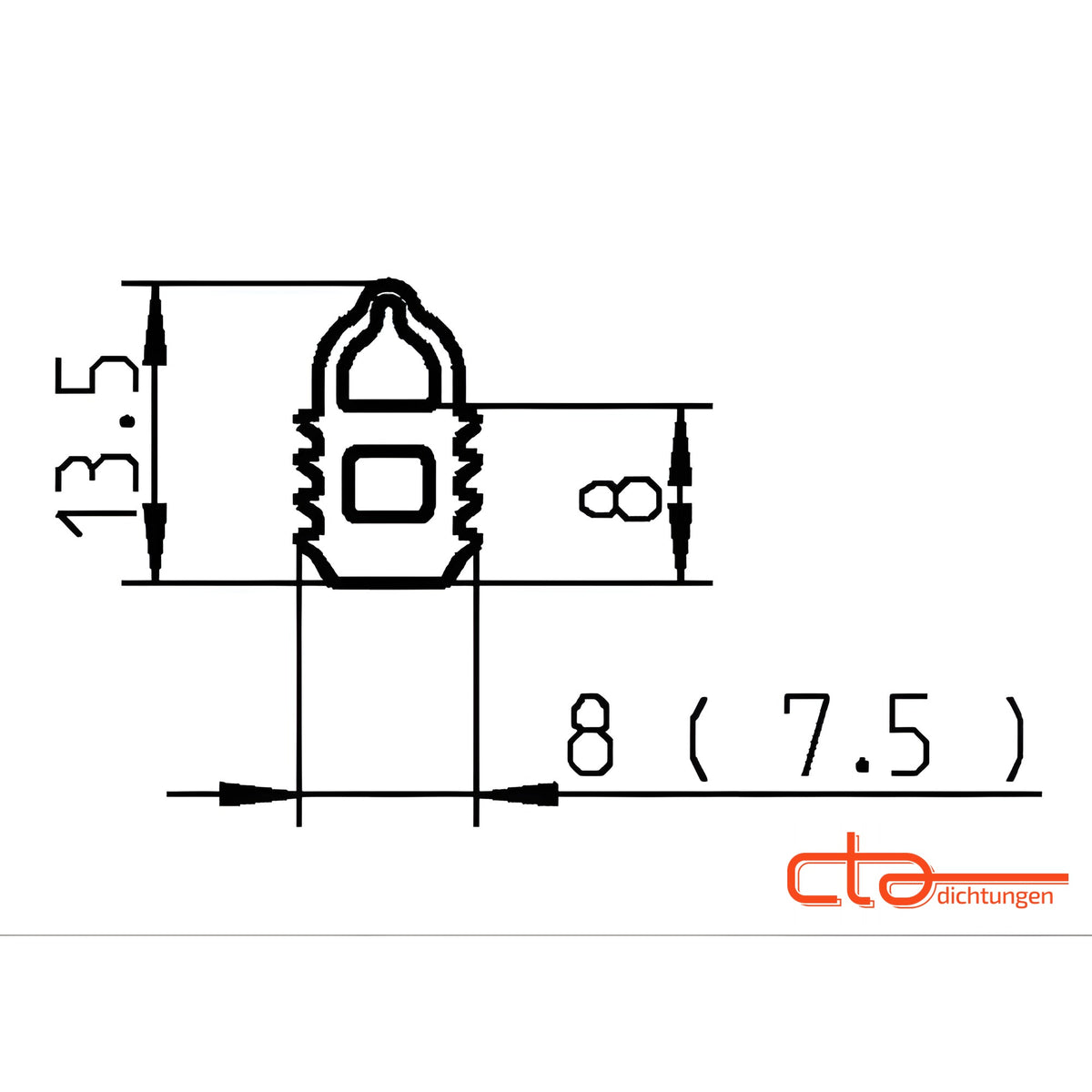 Türdichtung mit Lippe EPDM, Klemmkanal 8 mm, schwarz (1C38-01) – Ansicht 3
