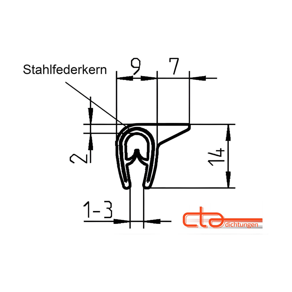 Kantenschutzprofil mit Stahlkern PVC, Klemmbereich 1–3 mm, anthrazit (1C10-09)