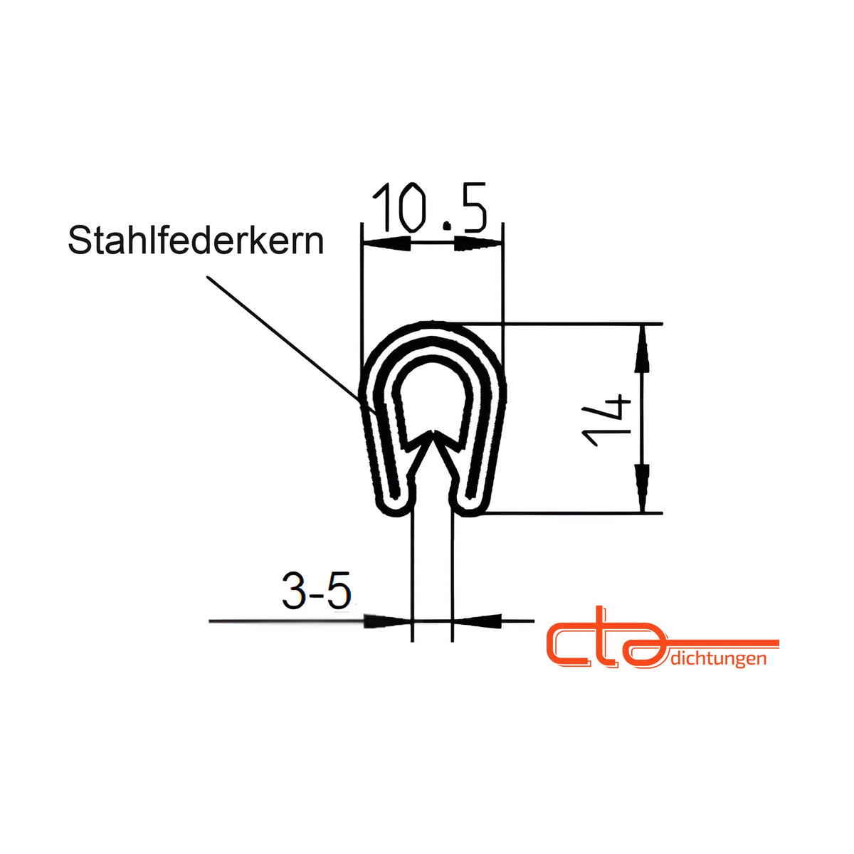Kantenschutzprofil mit Stahlkern PVC, Klemmbereich 3–5 mm, anthrazit (1C10-07-1)