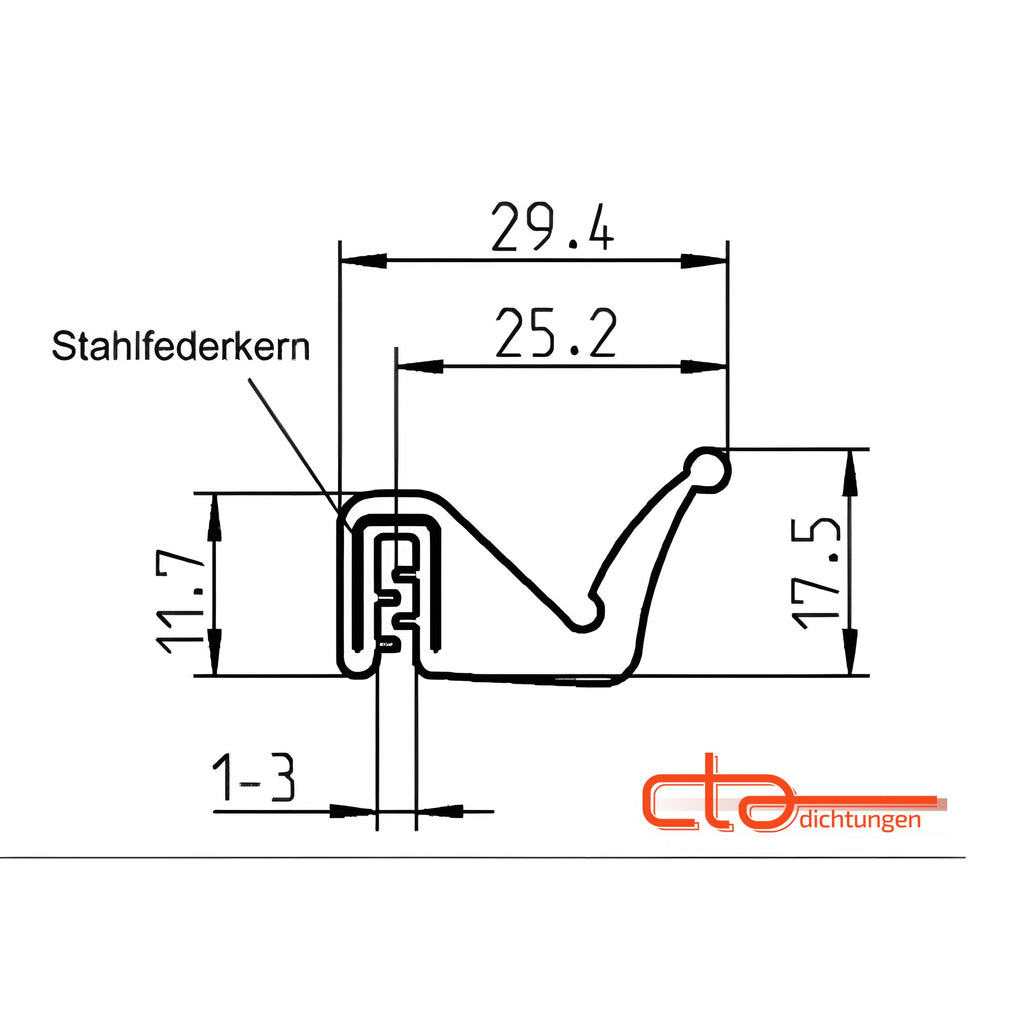 Klemmprofil mit Dichtkopf EPDM, Klemmbereich 1–3 mm, schwarz (1C11-35) – Ansicht 4