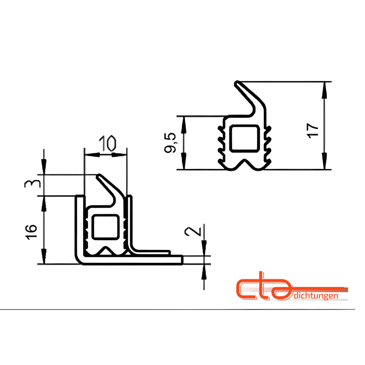 Lippenprofil EPDM, Klemmkanal 10 mm, schwarz (1C03-04) – Ansicht 4