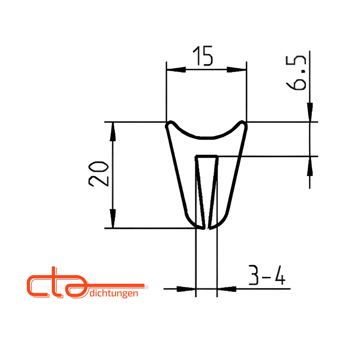 Kantenschutzprofil EPDM, Klemmbereich 3–4 mm, schwarz (1C38-07)