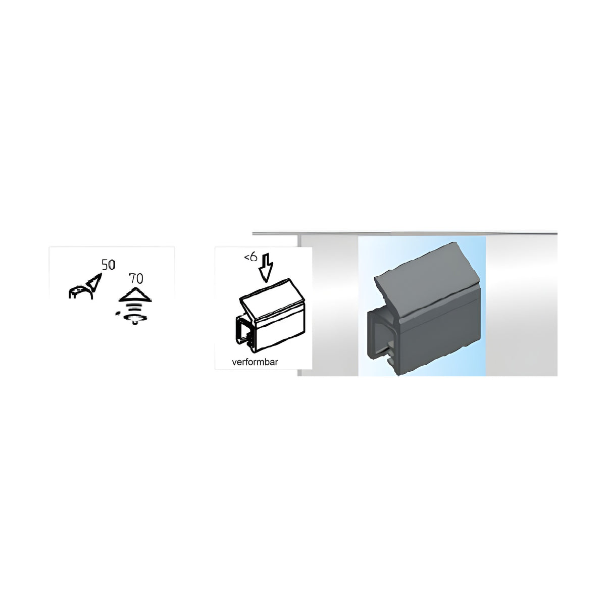 Klemmprofil mit Dichtkopf EPDM, Klemmbereich 1–3 mm, schwarz (1C11-37)